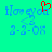 Pixelated text 'i love you' with a red heart symbol above the letter 'o', blue arrow, and date '2-2-08' on cyan background.