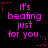 six identical displays pink pixelated text on a black background with red star accents