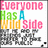 Pixelated text reads 'Everyone Has A Mild Side' in pink, green, blue, and orange letters above a grayscale QR code-like pattern.