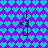 Pixelated heart pattern background with 'I <3 U' text in four identical quadrants, transitioning from cyan to purple gradient.