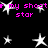 Black background with white star shapes and pink text reading 'my shootr star' repeated across the image.