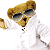 Pixelated static image of a cartoon bear wearing sunglasses and a white shirt, with one arm raised in a waving gesture against a plain background.