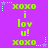 A static image with a purple background displays repeated text "XOXO i lov u!" in green pixelated font, surrounded by light blue and white star-shaped decorations.