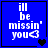 Blue square icon with white text 'i'll be missin' you' and a heart symbol, showing animation changes in the bottom-right corner