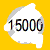 A static pixelated image shows a white speech bubble on yellow background with dark brown numerals '1500' and partial 'g' in black outline.