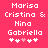 Pixelated text displays names Marisa Cristina & Nina Gabriella above four heart symbols on a solid pink background.
