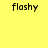 Four display the word 'flashy' in black pixelated text on yellow, light orange, dark orange, and bright orange backgrounds