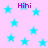 Light pink background with scattered light blue stars and repeated purple 'Hihi' text.