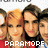 A pixelated image of a group of people with orange and brown hair, some wearing red clothing, under the text "PARAMORE" in white letters.