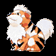 A cartoon tiger-like creature with orange and black stripes and white fur on its head, chest, and tail sits in various poses against a black background.