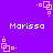 Purple background with repeated pink square-based geometric patterns and white text reading 'Marissa' in four positions.