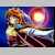 Pixelated image of two figures in dynamic pose against a colorful gradient background with a bright light source on the right.