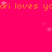 A bright pink background with repeating orange text 'yori loves yori' and scattered pink stars, partially cropped on the right.