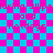 Pixelated text on a checkered background with alternating cyan and magenta squares, featuring repeated phrases in pink lettering.