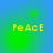 Four identical display yellow pixelated text 'PeAcE' on a blue-green gradient background with faint circular patterns