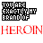 Pixelated text and heart symbols animate across a white background, with red hearts appearing in sequence below repeating 'HEROIN' text.