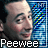 six identical pixelated images showing a man's face with a blue striped background and 'PeeWee' text below each