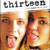 Animated contact sheet showing two frames from a 50x50 pixel buddy icon featuring the movie Thirteen, with visible text and facial expressions of characters.