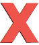 Red 3D 'X' shapes in various orientations and shades of red on white backgrounds, displayed across three vertical