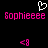 Pixelated pink text 'Sophieeee' appears twice on black background with white heart symbol above and pink '<9' symbols below.