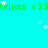 Green text reading "Melissa <3" repeats across a cyan background with scattered white stars, some of which are animated.
