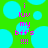 Green background with cyan circles and pink text reading 'i luv my bff's !!!' in pixelated font.