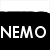 Black background with white text 'NEMO' and a gray square in the bottom right corner.