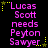 Pixelated text reads "Lucas Scott needs Peyton Sawyer" in pink with yellow stars on black background, repeated across three