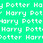 Pixelated text variations of 'Harry Potter' in white on green background with black rectangular overlays, showing multiple spelling and spacing errors.