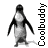 A 4x3 contact sheet of a black-and-white animated penguin mascot in various walking poses with "Coolbuddy" text on the right side of each frame.