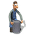 Animated sequence of a cartoon character in blue overalls and green long sleeves holding a gray bucket, showing head movement from left to right across frames.