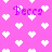 Pixelated pink background with white heart shapes and purple text reading "Becca" in multiple positions.