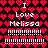 Pixelated icon with red heart pattern background displaying "I Love Melissa" text and white line patterns, animated to change heart color and line density.