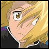 Animated sequence of a blonde anime character with brown eyes in a black jacket with white trim, showing changing facial expressions and hair movement across six