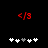 <red> and <white> pixelated symbols on black background; two identical sets of five icons arranged horizontally.