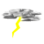 Four of a storm cloud with yellow lightning bolts transitioning to a cloud without lightning