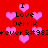 Red background with pink heart shapes and repeated text "I Love Derrick" in black pixelated font, including partial "everbever" lines.