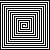 Black-and-white spiral pattern composed of concentric squares with alternating black and white borders, creating a recursive optical illusion effect.