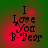 Green background with red gradient overlay displaying 'I Love You B-Bear' text in black pixelated font, four identical arranged in a