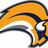 Pixelated orange and dark blue helmet with white accents and a small red detail on the side.