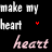 Pixelated text and red heart symbols on black background with animated color shifts between white, gray, and pink hues.