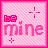 Pixelated pink icon with 'be mine' text and plus signs on a checkered background, showing animation change in one plus sign.