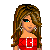 Pixel art of a woman in red strapless top and black shorts with visible text labels below.