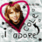 A pixelated image shows a person with brown hair inside a pink heart outline, with partial text reading 'i love' and 'ore' below.