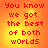 four identical displays red pixelated text on a gradient orange-yellow background with subtle light effects