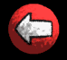 Red spherical icon with white arrow symbols in various states of visibility against black background.