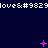 Dark blue background with repeating white text and pink pixelated symbols in motion.