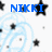 Blue text "NIKKI IS THE BEST!" on white background with black stars and light blue swirls, partially cropped.