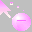 Pixelated pink animated icon with multiple expressions and cursor arrows on gray background