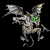 Six-frame animated contact sheet of a pixelated horror creature with green eyes, gray body, and wings against black background.